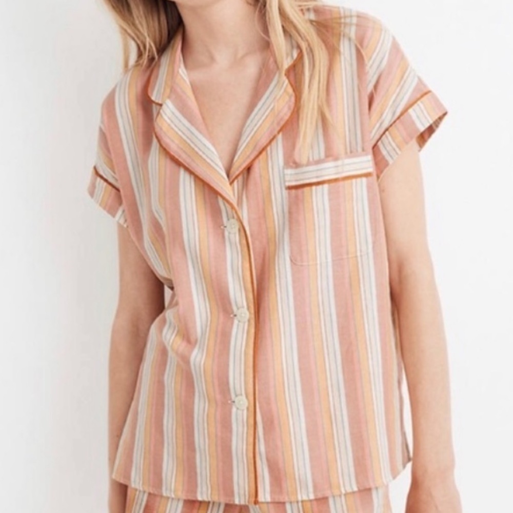 Madewell Bedtime Pajama Top in Rainbow Stripe M